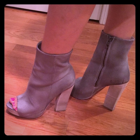 All Saints Gray Platform Open Toe Ankle Boots - Picture 2 of 4